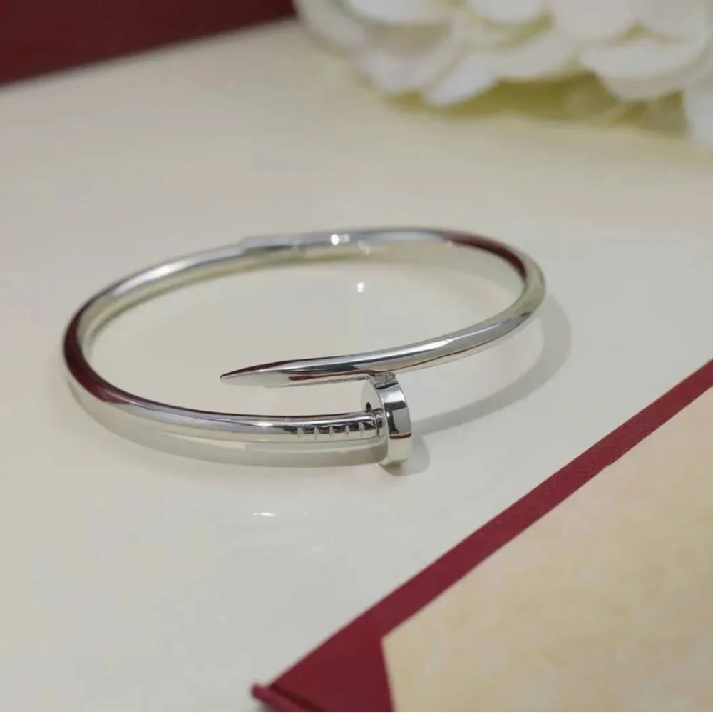 Generic Nail Cuff Bangle Bracelet in Silver